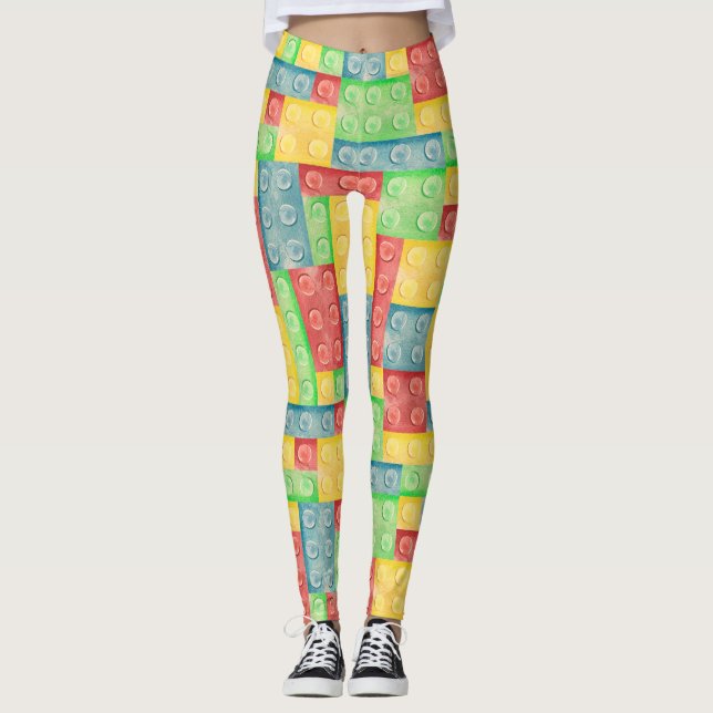 Farbige Gebäude-Blöcke Leggings (Vorderseite)