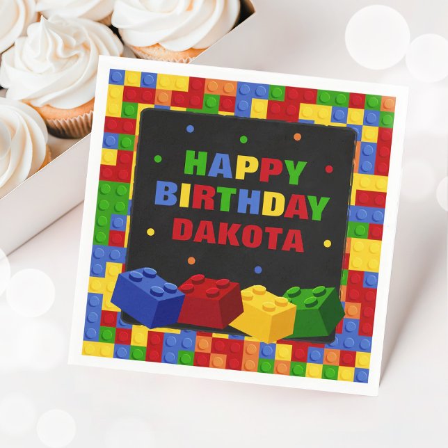 Farbige Gebäude Bricks Geburtstag Boy Paper Napkin Serviette (Von Creator hochgeladen)