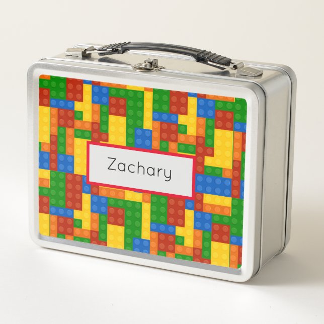 Farbige Gebäude Bricks Kinder Metall Brotdose (Vorderseite)