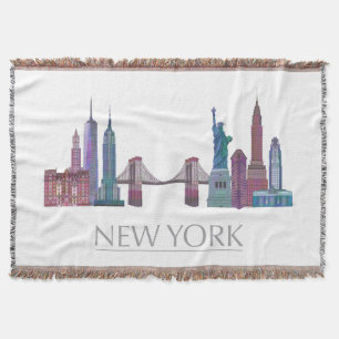 Farbige Gebäude New York Skyline Decke