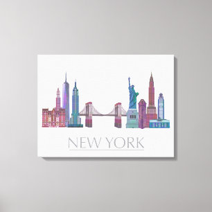 Farbige Gebäude New York Skyline Leinwanddruck