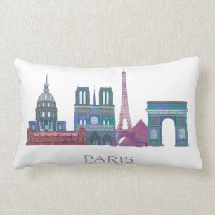 Farbige Gebäude Paris Skyline Lendenkissen