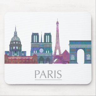 Farbige Gebäude Paris Skyline Mousepad