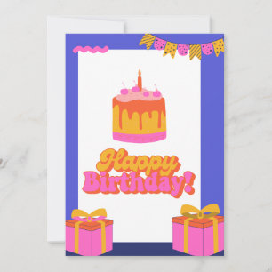 Farbige Geburtstagskarten-Torte mit Geschenken Einladung