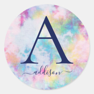 Farbige Gefärbte Krawatte Girl's Monogram Persona Runder Aufkleber