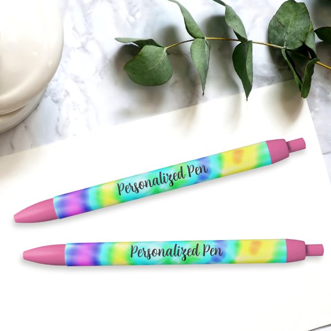 Farbige Gefärbte Krawatte Personalisierter Pen Kugelschreiber (Fun and colorful tie dye pens just for you to add your name to. Groovy!)