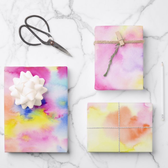 Farbige Gefärbte Krawatte Wasserfarbe Geschenkpapier Set (Vorderseite)