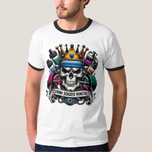 Farbige gekrönte Fitness-Monster-König-Kunst T-Shirt