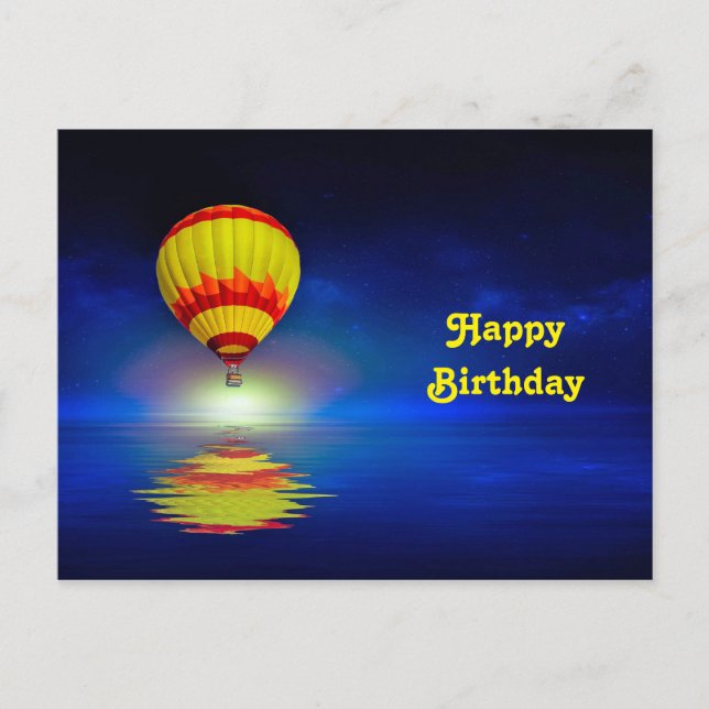 Farbige gelbe Heißluftballon Geburtstag Postkarte (Vorderseite)