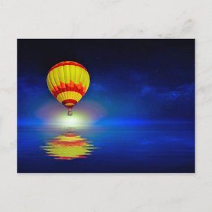 Farbige gelbe Heißluftballon Wasserfarbe Postkarte