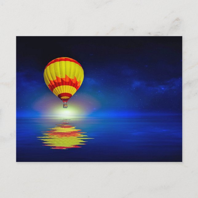 Farbige gelbe Heißluftballon Wasserfarbe Postkarte (Vorderseite)