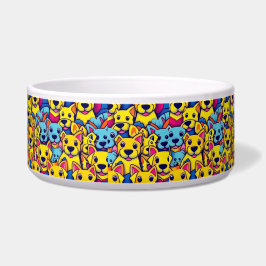 Farbige gelbe Hunde Haustiere Wasserschale Napf