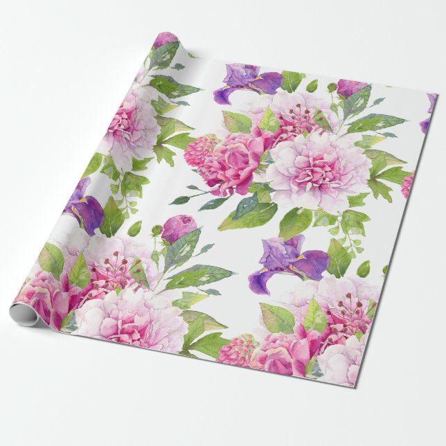 Farbige gemischte Blume Bouquet Peony & Lily Geschenkpapier (Ungerollt)