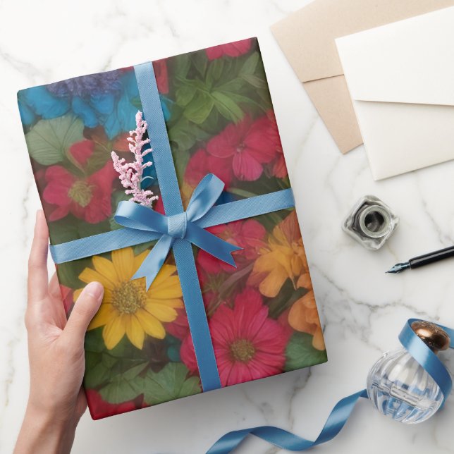 Farbige gemischte Blume Geschenkpapier (Schenken)