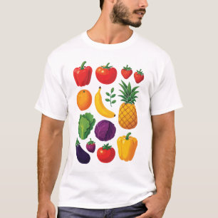 Farbige Gemüse & Früchte Lebendige gesunde Lebensm T-Shirt