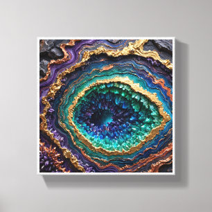 Farbige Geode Kristallhöhle mit Gold und Lila Leinwanddruck