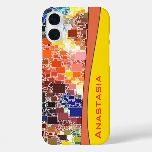 Farbige Geometrie Abstrakt Personalisiert iPhone 16 Plus Hülle (Rückseite)