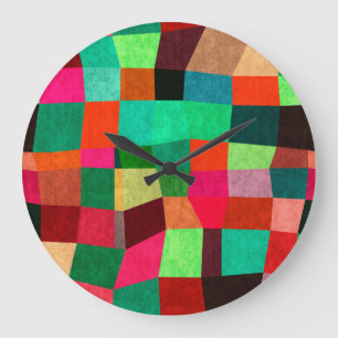 Farbige Geometrie: Abstrakte Nahtlose Textur Große Wanduhr