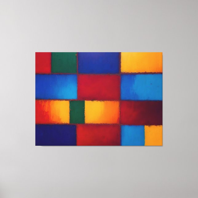 Farbige geometrisch abstrakte quadratische Stoffmu Leinwanddruck (Vorderseite)