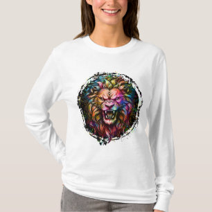 FARBIGE GEOMETRISCHE ABSTRAKTE MAJESTÄTISCHE LÖWEN T-Shirt