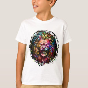 FARBIGE GEOMETRISCHE ABSTRAKTE MAJESTÄTISCHE LÖWEN T-Shirt