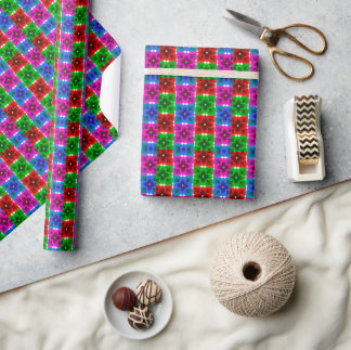 Farbige geometrische Blumen nahtloses Muster, fett Geschenkpapier