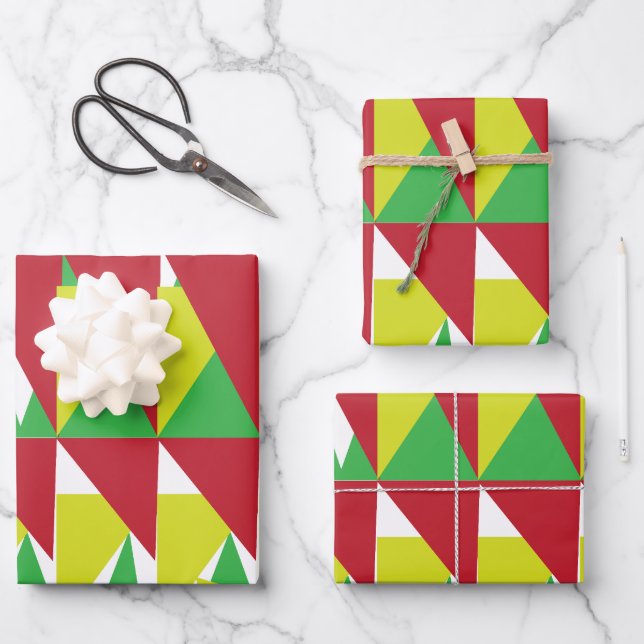 Farbige geometrische Dreiecke Geschenkpapier Set (Vorderseite)