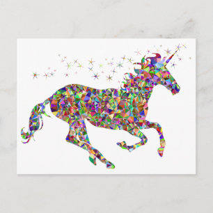 Farbige geometrische Einhorn-Postkarte Postkarte