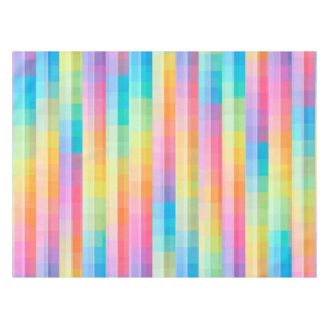 Farbige, geometrische Fliesen mit pastellfarbenen  Tischdecke (Vorderseite (Horizontal))