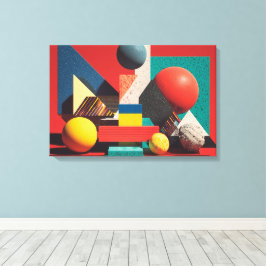Farbige geometrische Formen auf rotem Hintergrund Leinwanddruck