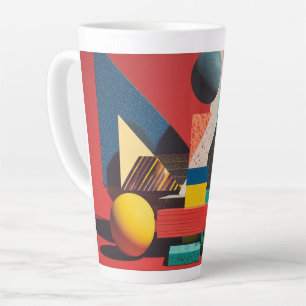 Farbige geometrische Formen auf rotem Hintergrund Milchtasse