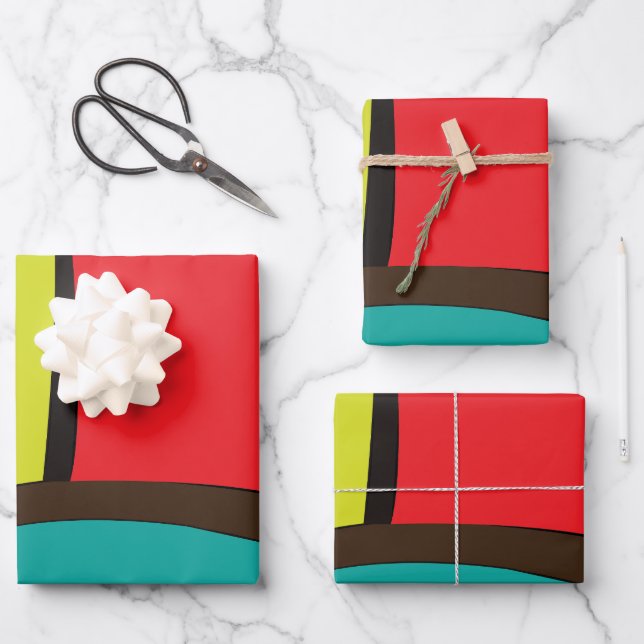 Farbige geometrische Formen Geschenkpapier Set (Vorderseite)