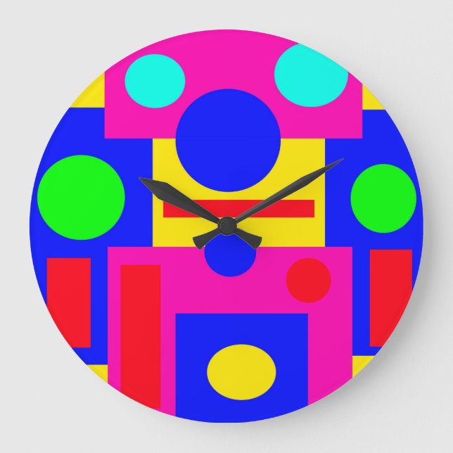 Farbige geometrische Formen Große Wanduhr (Vorderseite)