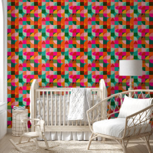 Farbige geometrische Formen Retro-Abstraktes Muste Tapete
