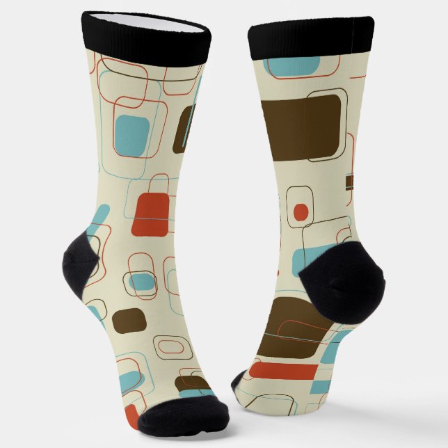 Farbige geometrische Formen, Retromuster Socken (Gewinkelt)