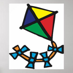 Farbige geometrische Kite mit Bogen-Schwanz Poster