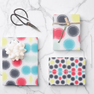 Farbige geometrische Kreise - Papierfolien Geschenkpapier Set