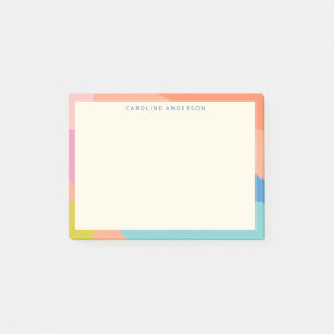 Farbige geometrische Rand personalisierte Namen Post-it Klebezettel