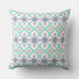 Farbige geometrische Stickerei im tribal Stil Kissen