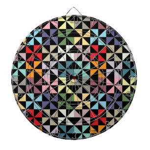 Farbige geometrische Windmühle Schwarz Dartscheibe