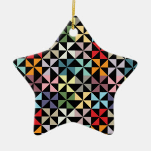 Farbige geometrische Windmühle Schwarz Keramik Ornament
