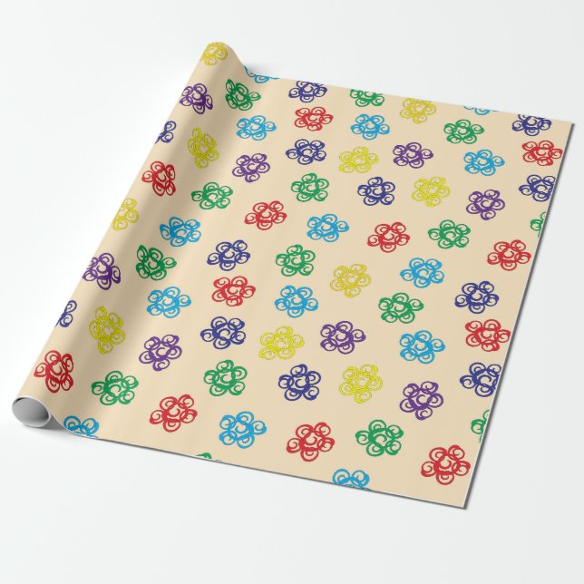 Farbige geometrische Wirble Kreise, Umhüllungspapi Geschenkpapier (Ungerollt)