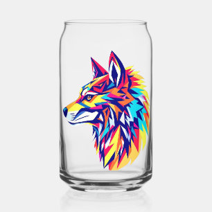 Farbige geometrische Wolf-Trinkflaschenset Dosenglas