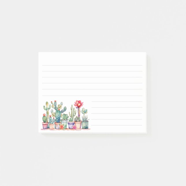 Farbige gepolsterte Kakteen und Sukkulente Post-it Klebezettel (Vorderseite)