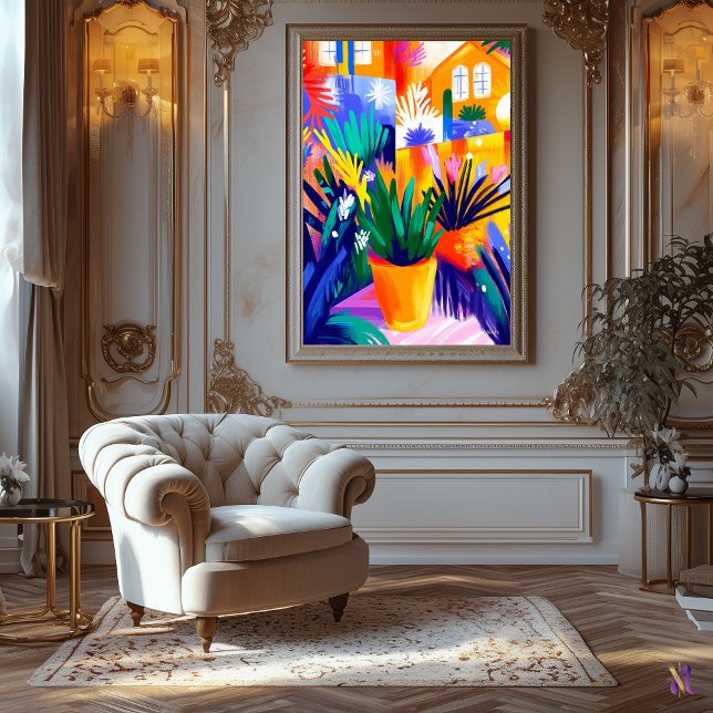 Farbige gepunktete Pflanze im Fauvist-Stil Leinwanddruck (Von Creator hochgeladen)
