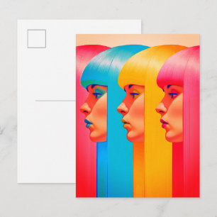 Farbige Gesichter Lebendige Mehrfarben-Seitenprofi Postkarte