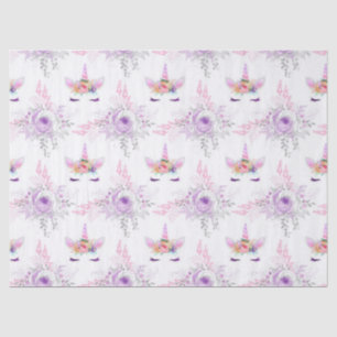 Farbige Gesichter mit violetten Blumen auf Weiß Seidenpapier