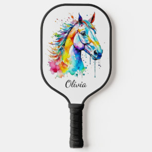 Farbige Gestaltung des Pferdekopfes Pickleball Schläger