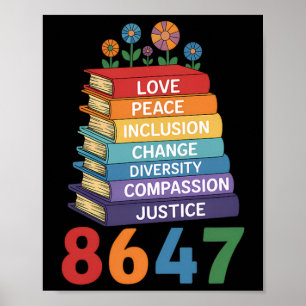Farbige gestapelte Bücher für den Wandel Anti Trum Poster