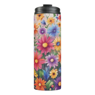 Farbige gestrichene Blume - Thermosbecher